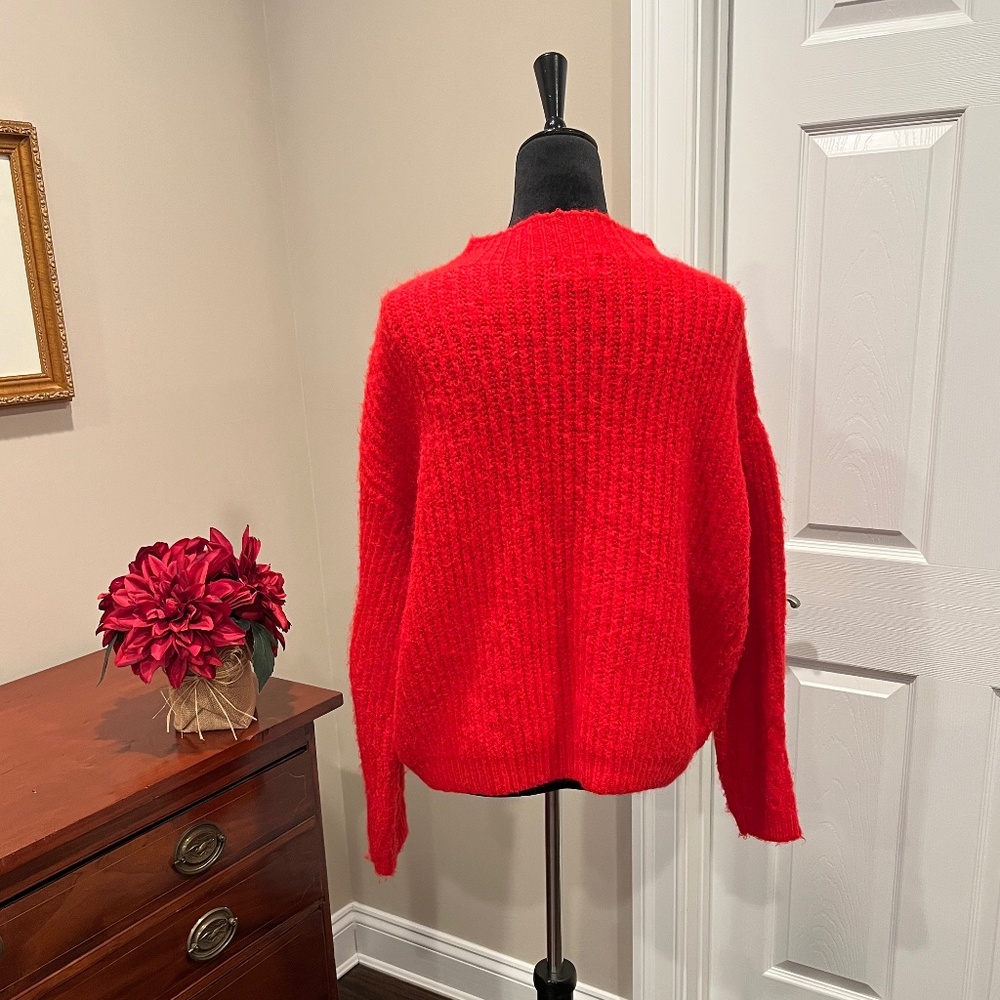 Universal Thread Red Fuzzy Knit Pullover Mockneck… - image 2